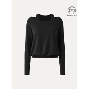 OGL LiteWarm L Brami Top Black Heat-Tech Thermal Rib Knit Long Sleeve NWT